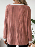 Crew neck long sleeve ribbed warm sweater