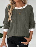 Crew neck long sleeve ribbed warm sweater