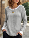 Crew neck long sleeve ribbed warm sweater