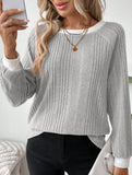 Crew neck long sleeve ribbed warm sweater