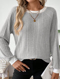 Crew neck long sleeve ribbed warm sweater