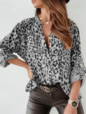 Leopard print single-breasted cardigan loose shirt