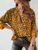 Leopard print single-breasted cardigan loose shirt
