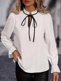 Women's simple long ruffle sleeve shirt