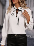 Women's simple long ruffle sleeve shirt