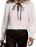 Women's simple long ruffle sleeve shirt