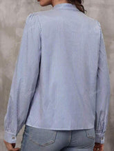 V-neck button-down striped long-sleeved cardigan