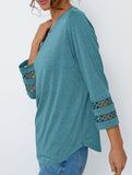 Casual Crew Neck Lace Tunic Top