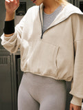 Sports Hoodie Zip-up Drawstring Long Sleeve Top