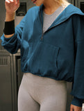 Sports Hoodie Zip-up Drawstring Long Sleeve Top