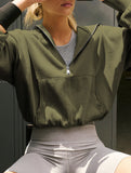 Sports Hoodie Zip-up Drawstring Long Sleeve Top