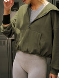 Sports Hoodie Zip-up Drawstring Long Sleeve Top