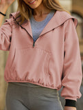 Sports Hoodie Zip-up Drawstring Long Sleeve Top