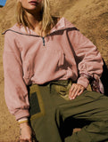 Sports Hoodie Zip-up Drawstring Long Sleeve Top