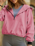 Sports Hoodie Zip-up Drawstring Long Sleeve Top