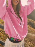 Sports Hoodie Zip-up Drawstring Long Sleeve Top