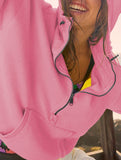 Sports Hoodie Zip-up Drawstring Long Sleeve Top