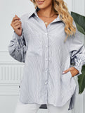 Casual pleated loose striped shirt