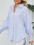 Casual pleated loose striped shirt