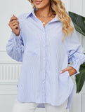 Casual pleated loose striped shirt