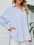 Casual pleated loose striped shirt
