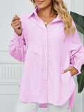 Casual pleated loose striped shirt