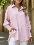 Casual pleated loose striped shirt