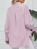 Casual pleated loose striped shirt