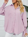 Casual pleated loose striped shirt