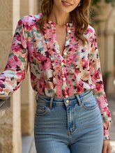 Loose lazy style printed crew neck shirt