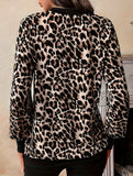 New leopard print long-sleeved V-neck top