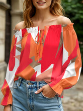 Off-the-shoulder lantern sleeves shirt