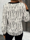 Casual long-sleeved V-neck striped shirt