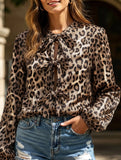 Casual leopard print tie shirt