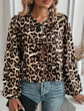 Casual leopard print tie shirt