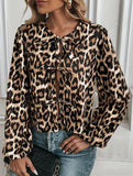 Casual leopard print tie shirt