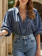 Casual Printed Puff Sleeve Top