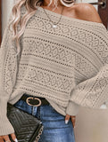 Hollow pullover off-shoulder crochet top