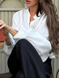 Loose lapel lantern sleeve long-sleeved shirt