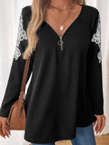 Loose Embroidered Raglan Long Sleeve Top