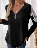 Loose Embroidered Raglan Long Sleeve Top