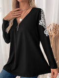 Loose Embroidered Raglan Long Sleeve Top