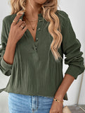 Vintage pleated stand collar half-open shirt