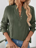 Vintage pleated stand collar half-open shirt