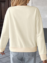 Casual striped bow crew neck pullover sweatshirt