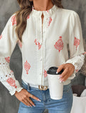 Lace Panel Round Neck Cardigan Shirt