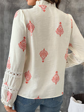 Lace Panel Round Neck Cardigan Shirt