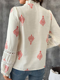 Lace Panel Round Neck Cardigan Shirt