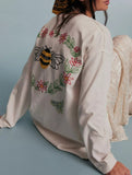 Embroidered knitted pullover sweatshirt