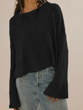 Round neck flared sleeve pullover sweater